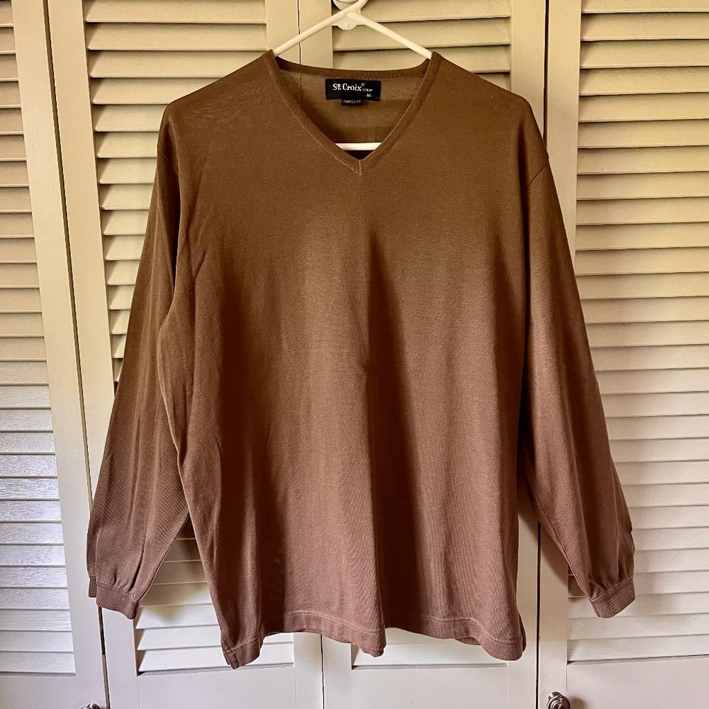 St. Croix Mens V-Neck Sweater-Shirt * Med * Cotton/MicroFiber * Like New